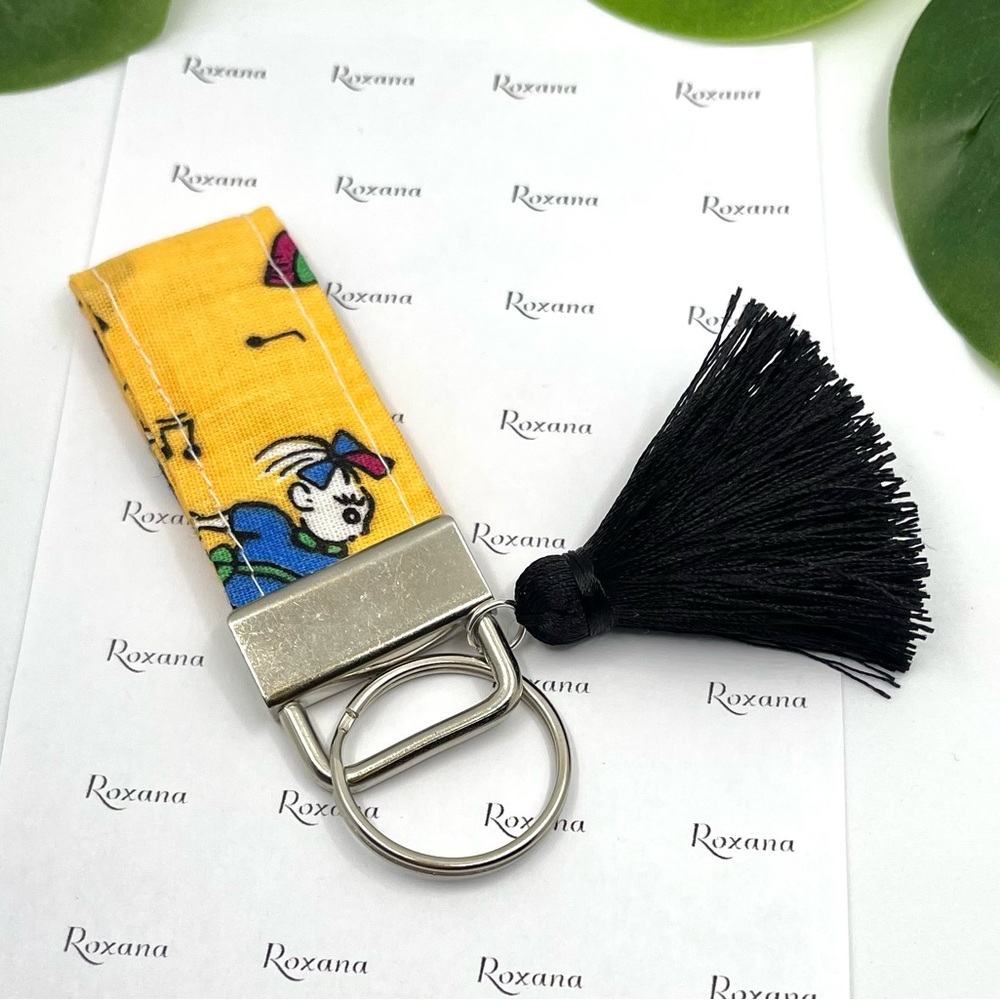 Extra small lanyard Keychain, Car Keychain - Made of 100% cotton Fabric
